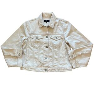 7‎ For All Mankind Cream Denim Trucker Jacket Off White 7U101E35 SIY Size M